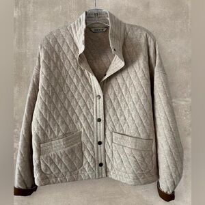 Orvis Quilted Jacket Beige Snap Front Lightweight Coat Size Small